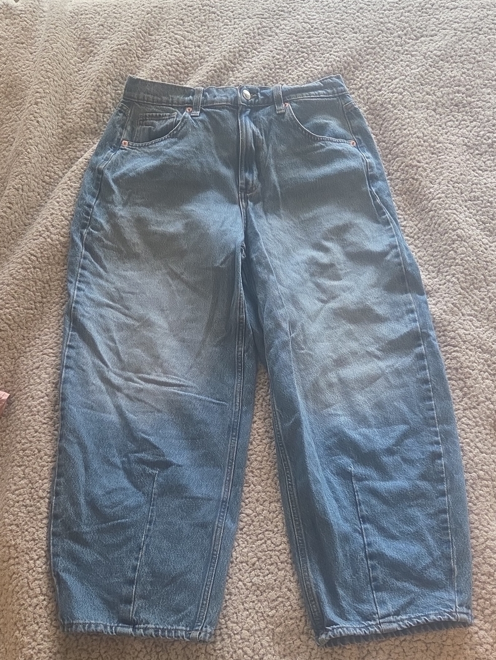 High-Rise Barrel Jeans In Light Blue